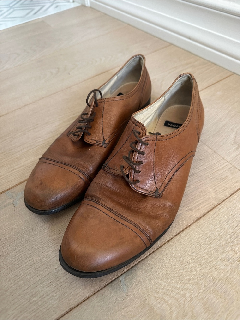 Vagabond Shoemakers Women’s Cognac Brown Leather Lace-Up Derby Shoes